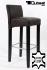 2x Edler Holzbarhocker braun Holzgestell B-WARE schwarz mit Lehne ECHT LEDER "Chris"