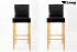 2x Edler Holzbarhocker braun Holzgestell Natur mit Lehne Barhocker Holz "Michael"
