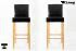 2x Edler Holzbarhocker braun Holzgestell Natur mit verstellbaren Bodengleitern und Lehne Barhocker Holz "Michael"