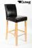 2x Edler Holzbarhocker braun Holzgestell Natur mit verstellbaren Bodengleitern und Lehne Barhocker Holz "Michael"