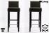 2x Edler Holzbarhocker braun Holzgestell schwarz mit Lehne mit verstellbaren Bodengleitern ECHT LEDER "Chris"