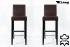 2x Edler Holzbarhocker braun schwarzes Holzgestell mit Lehne Barhocker Holz ECHT LEDER  "Michael"