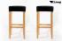 2x Edler Holzbarhocker schwarz Barhocker Holz Holzgestell Natur "Ben"