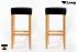 2x Edler Holzbarhocker schwarz Barhocker Holz Holzgestell Natur verstellbare Bodengleiter "Ben"