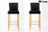 2x Edler Holzbarhocker schwarz Gummibaum Gestell Natur mit Lehne "Michael"