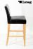 2x Edler Holzbarhocker schwarz Gummibaum Gestell Natur mit Lehne "Michael"
