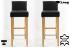 2x Edler Holzbarhocker schwarz Holzbarhocker Natur mit Lehne und verstellbaren Bodengleitern ECHT LEDER "Chris"