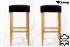 2x Edler Holzbarhocker schwarz Holzgestell Barhocker Holz Natur ECHT LEDER "Ben"