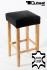 2x Edler Holzbarhocker schwarz Holzgestell Barhocker Holz Natur ECHT LEDER "Ben"
