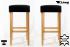 2x Edler Holzbarhocker schwarz Holzgestell Barhocker Holz Natur mit verstellbaren Bodengleitern ECHT LEDER "Ben"