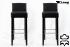 2x Edler Holzbarhocker schwarz Holzgestell B-WARE Schwarz mit Lehne Barhocker Holz ECHT LEDER "Chris"