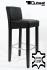 2x Edler Holzbarhocker schwarz Holzgestell B-WARE Schwarz mit Lehne Barhocker Holz ECHT LEDER "Chris"