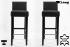 2x Edler Holzbarhocker schwarz Holzgestell Schwarz mit Lehne Barhocker Holz verstellbare Bodengleiter ECHT LEDER "Chris"
