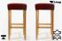 2x Edler Holzbarhocker weinrot Barhocker Holz Holzgestell Natur Bodengleiter verstellbar ECHT LEDER "Ben"