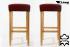 2x Edler Holzbarhocker weinrot Barhocker Holz Holzgestell Natur ECHT LEDER "Ben"