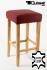 2x Edler Holzbarhocker weinrot Barhocker Holz Holzgestell Natur ECHT LEDER "Ben"