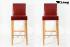 2x Edler Holzbarhocker weinrot Holzgestell Barhocker Holz Natur mit Lehne "Michael"