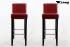 2x Edler Holzbarhocker weinrot Holzgestell B-WARE Schwarz mit Lehne "Chris"