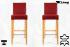 2x Edler Holzbarhocker weinrot Holzgestell Natur Barhocker Holz mit Lehne verstellbare Bodengleiter ECHT LEDER "Michael"