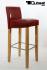 2x Edler Holzbarhocker weinrot Holzgestell Natur mit Lehne "Chris"
