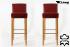 2x Edler Holzbarhocker weinrot Holzgestell Natur mit Lehne ECHT LEDER "Chris"