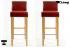 2x Edler Holzbarhocker weinrot Holzgestell Natur mit Lehne und verstellbaren Bodengleitern "Chris"