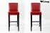 2x Edler Holzbarhocker weinrot Holzgestell Schwarz Barhocker Holz mit Lehne "Michael"