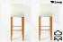 2x Edler Holzbarhocker wei Holzgestell Barhocker Holz  Natur mit Lehne ECHT LEDER "Chris"