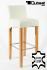 2x Edler Holzbarhocker wei Holzgestell Barhocker Holz  Natur mit Lehne ECHT LEDER "Chris"