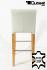 2x Edler Holzbarhocker wei Holzgestell Barhocker Holz  Natur mit Lehne ECHT LEDER "Chris"