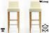 2x Edler Holzbarhocker wei Holzgestell Barhocker Holz Natur mit Lehne und verstellbaren Bodengleitern ECHT LEDER "Chris"