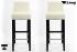 2x Edler Holzbarhocker wei Holzgestell Barhocker Holz Schwarz mit verstellbaren Bodengleitern und Lehne "Chris"