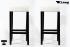 2x Edler Holzbarhocker wei Holzgestell Barhocker Holz Schwarz verstellbare Bodengleiter "Ben"