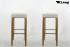 2x Edler Holzbarhocker wei Holzgestell B-WARE Natur mit Lehne Barhocker Holz  "Chris"