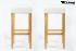 2x Edler Holzbarhocker wei Holzgestell Natur Barhocker Holz "Ben"