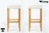 2x Edler Holzbarhocker wei Holzgestell Natur Barhocker Holz mit verstellbaren Bodengleitern "Ben"