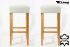 2x Edler Holzbarhocker wei Holzgestell Natur ECHT LEDER "Ben"