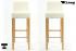 2x Edler Holzbarhocker wei Holzgestell Natur mit Lehne Barhocker Holz verstellbare Bodengleiter "Chris"