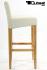 2x Edler Holzbarhocker wei Holzgestell Natur mit Lehne Barhocker Holz verstellbare Bodengleiter "Chris"