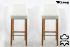 2x Edler Holzbarhocker wei Holzgestell Natur mit Lehne ECHT LEDER "Michael"