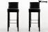 2x Holzbarhocker schwarz Holzgestell B-WARE Schwarz Barhocker Holz mit Lehne "Chris"