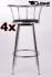 4x Barstool Black Design, Black Padded Seat "Martin"