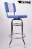 4x Barstool Blue/White, padded, chorme "Maik"
