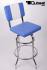 4x Barstool Blue/White, padded, chorme "Maik"