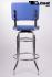 4x Barstool Blue/White, padded, chorme "Maik"