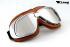 Motorradbrille Fliegerbrille Brille Biker braun ECHT LEDER verspiegelte Gläser