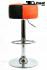 Barhocker orange schwarz hhenverstellbar runder Sitz klassisch gepolstert - "Tan Cross"