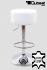 Barstool white REAL LEATHER height adjustable round seat classical comfortably padded - "Tan"