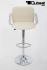 Design Barstool creme-coloured height adjustable with padded backrest and chrome plated armrest - "Barbara"