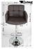 Designer Barstool beige REAL LEATHER height adjustable upholstered backrest and armrest - "Leonardo"
